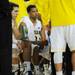 Michigan sophomore Trey Burke sits in a huddle during a time out the second half of an NIT Season Tip-Off game at Crisler Center on Tuesday. Melanie Maxwell I AnnArbor.com
